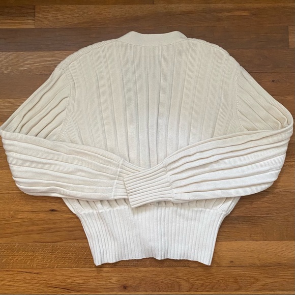 [Aritzia] Wilfred Thais Plunge Front Wool Cotton Crop Cardigan Oak - Picture 6 of 10